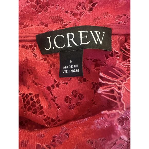 J. Crew Scalloped Lace Mock Neck Long Sleeve Sheer Top BN027 Pink Women's Size 6 - Picture 10 of 16